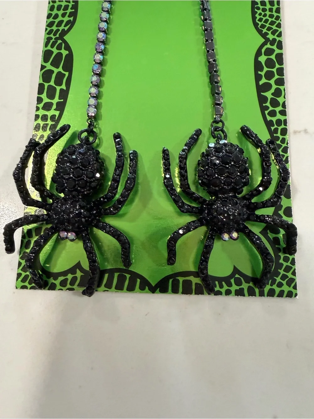 Betsey Johnson Black Spider Web Drop Earrings